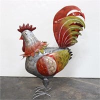 Bigger than Life Size-Painted Metal Garden Rooster