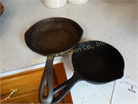 2 Cast iron skillets - 8" Avid outdoor &  no name