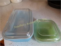 Refrigerator dishes - Blue Pyrex w/ glass lid &