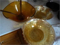 Shelf contents - Amber glass salad server w/ 2