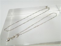 Pair of 925 Silver Figaro Link Anklets or