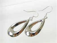 925 Silver Teardrop Hoop Dangle Earrings