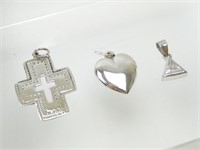 Trio of 925 Sterling Silver Necklace Pendants