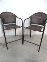 Metal Frame with Woven Seats Patio Barstools - 2