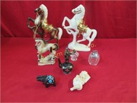 Porcelain Horses, Crystal Lighter, Salt Shaker
