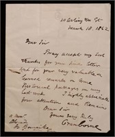 19th c. MS Letter by Blind Man (Visct. Cranbourne)