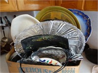 Assorted trays - aluminum, glass, plastic, etc