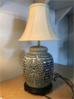 Blue and White Asian Lamp