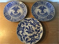 LOT of 3 Blue and White Decorative Plates