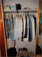 Bedroom closet contents, clothes mostly size