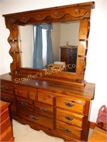 Wood dresser with mirror, 2 pcs, 9 drawer,