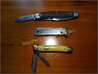 3 pocket knives, one marked M/L Electric company,