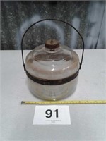1920'S GLASS KEROSENE METAL BAIL SPRING PRESSURE