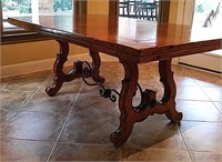 Wooden Farmhouse Table with Two Leaves