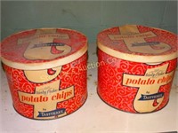 2 Tasty cake potato chip vintage containers with