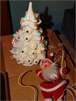 White ceramic christmas tree 12"and santa