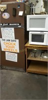 GE  Refrigerator, microwave and cart