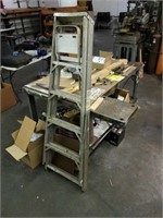 Metal worktable, ladder, hardware, scrap metal