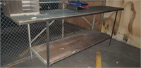 Heavy duty metal and wood work table
