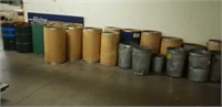 Huge lot assorted barrels and trash cans