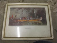 VOYAGEURS FUR TRADERS CANOE NWT FRAMED PICTURE