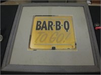 BAR-B-Q TO GO! Framed Sign 29" x 29"