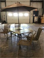 Patio Table with 4 Chairs and  Umbrella