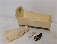 Set of Antique Dolls and Cradle