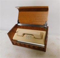 Vintage Oak Phone Cradle and Phone