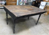 Antique Farm Table Slat Wood Top Thin Leg