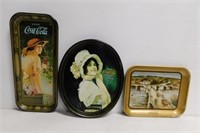 Set of Three Coca Cola Serving Trays Reproduction