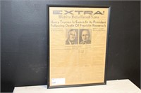 Framed Wichita Falls Record News Newspaper