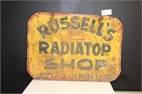 Vintage Metal 2 Sided Russells Radiator Shop