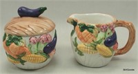 Sugar and Creamer with Vegetable design