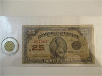 Billet de 25 cents Canadien de 1923