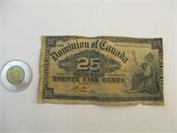 Billet de 25 cents Canadien de 1900