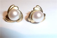 Boucles Oreilles Vraies Perles d’Eau Douce, Or 10K