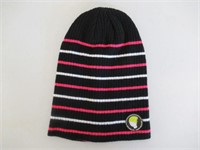 Black W/ Pink&White Stripe Slouch Hat  Girls