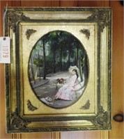 Lot # 1079 Framed Oil on canvas of Victorian