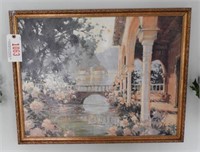 Lot # 1063 Framed Oil on board of garden and