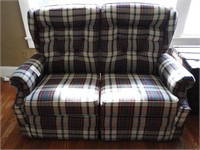 Lot # 1048 Plaid upholstered two cushion