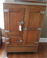 Lot # 1046 Antique Oak three door ice box with