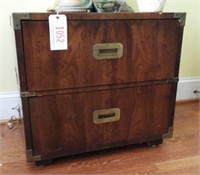 Lot # 1052 Two drawer end table with brass