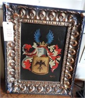 Lot # 1029 Framed Oil on canvas family seal in