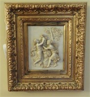 Lot # 995 Bisque framed wall plaque 14” x 16”