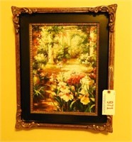 Lot # 971 Framed Oil on canvas garden scene