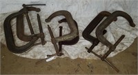 6 Various Size Large Screw C-Clamps