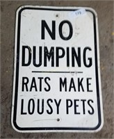 No Dumping Metal Sign Rats Make Lousey Pets