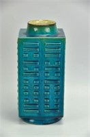 Chinese Porcelain Turquoise-Glazed Cong Vase