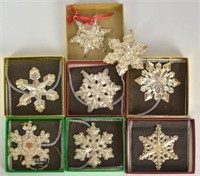 8 Gorham Sterling Snowflake Christmas Ornaments